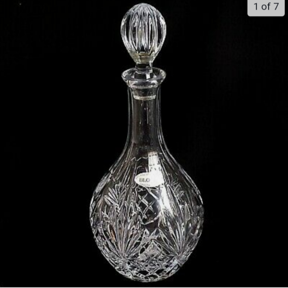 1 (One) BLOCK CRYSTAL FORUM Cut Lead Crystal Wine Decanter-Signed